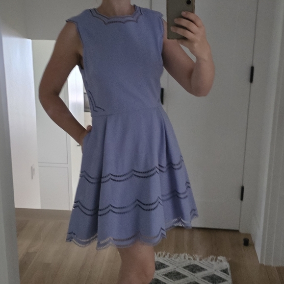 Ted Baker Cammey Scalloped Skater Dress Women's Blue Size 3 - Picture 5 of 8